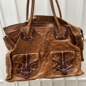 Carmel brown Carla Mancini crinkle leather bag